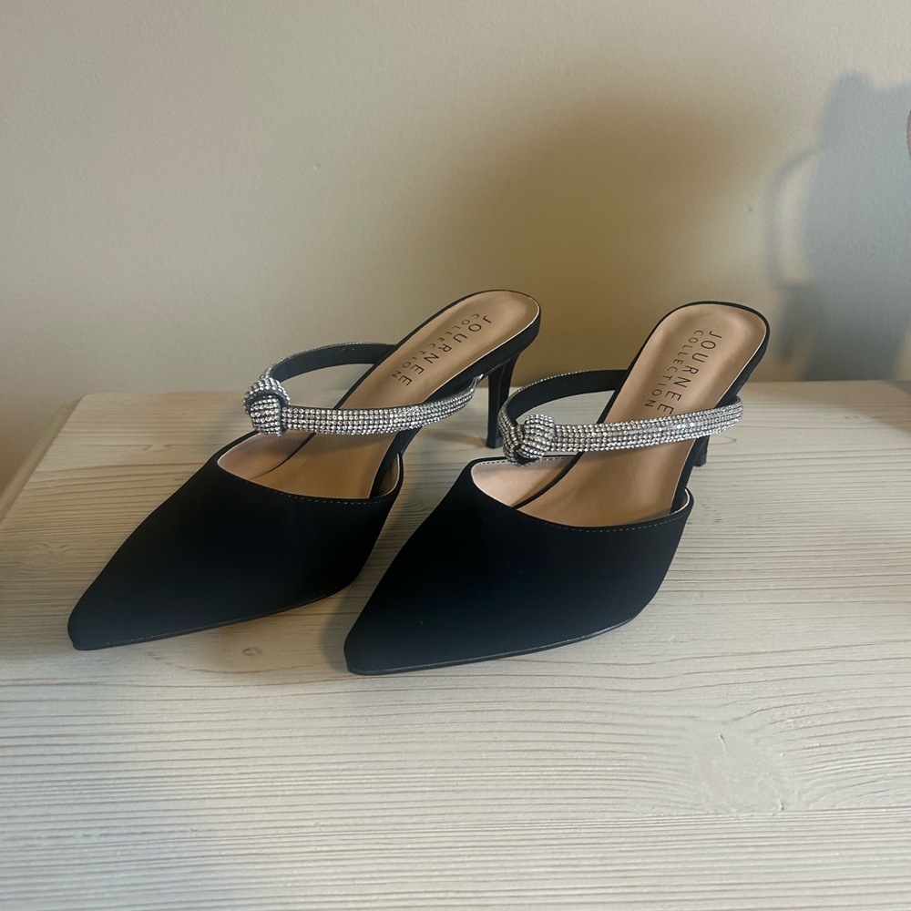 Journee Collection Black Heels with Silver Accents